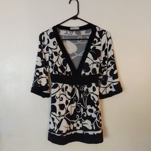 Black & White Floral Blouse
